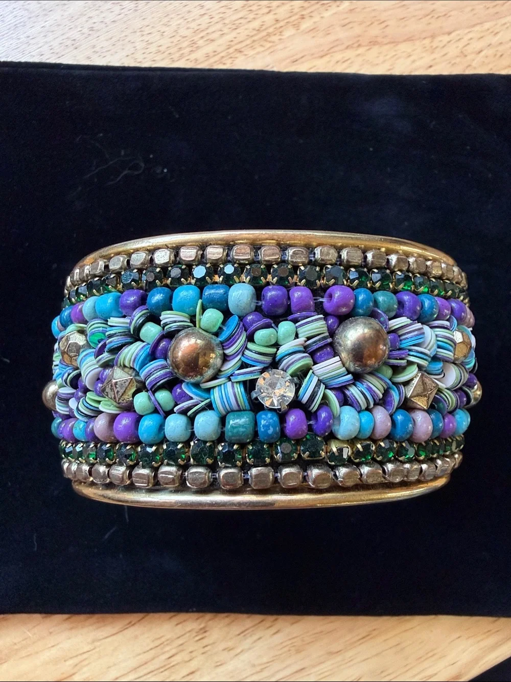 Boho Beaded Multicolor Cuff Bracelet